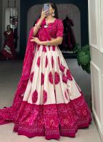 Tussar Silk Pink Festival Wear Bandhej Print Readymade Lehenga Choli